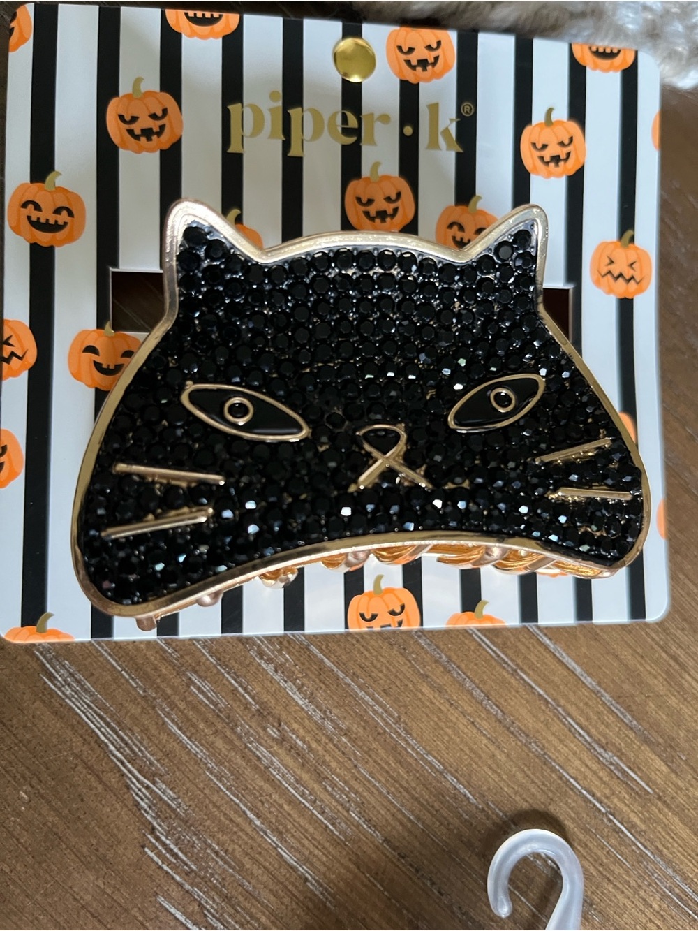 Rhinestone Black Cat Crystal Hair Clip - Piper K